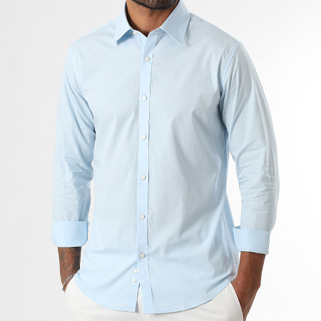 LBO - Lote de 2 camisas de popelina de manga larga 0007 0009 Negro Azul claro